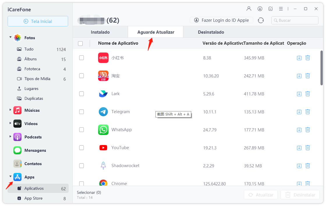 gerenciar dados do iPhone