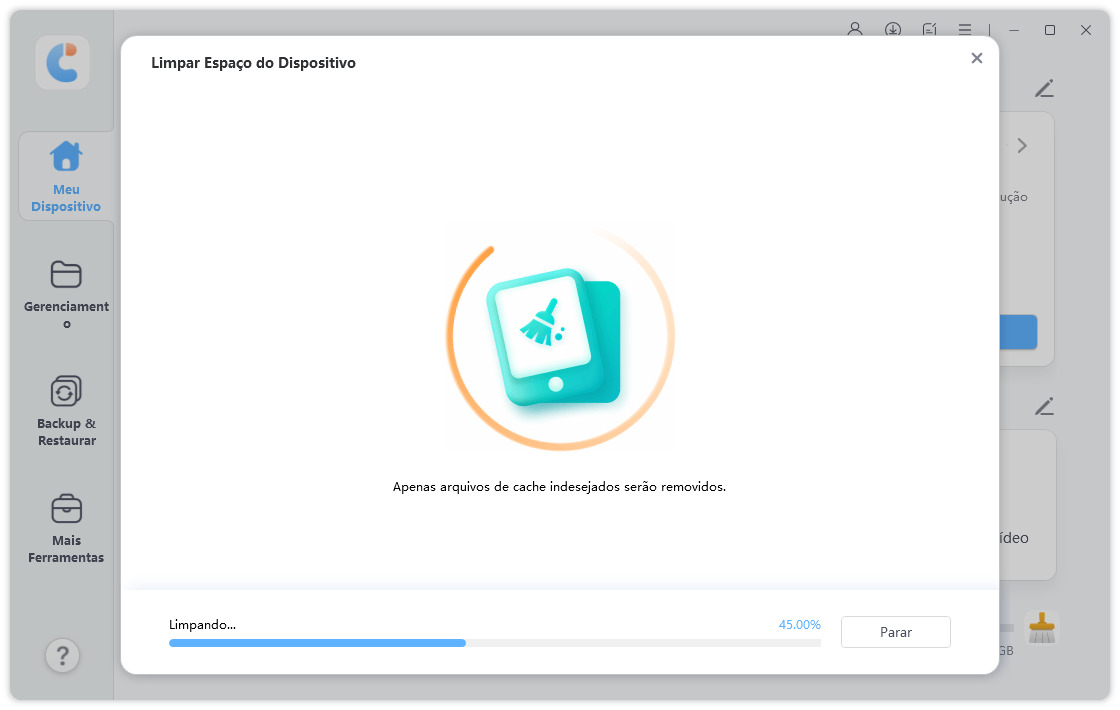 limpar espaço do iPhone ou iPad via icarefone