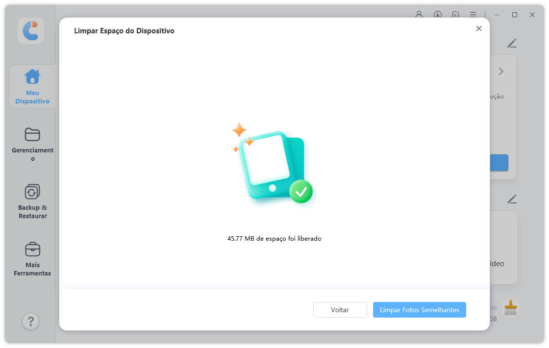limpar espaço do iPhone ou iPad via icarefone