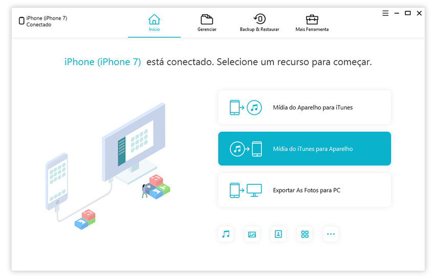 mídia do iTunes para aparelho