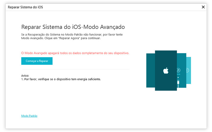 guia de reparar sistema ios com icarefone etapa 4