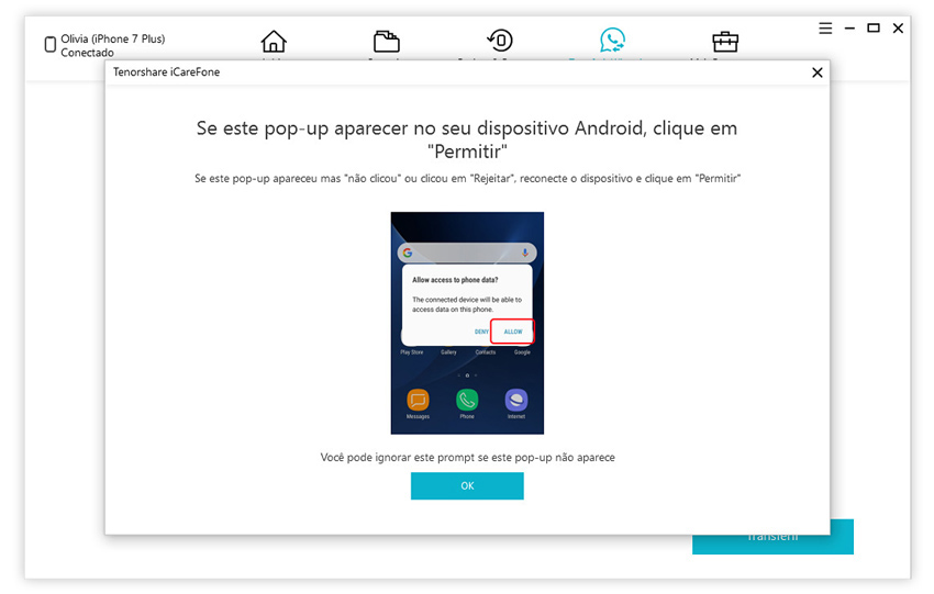 guia de restaurar backup do whatsapp para android com icarefone etapa 1