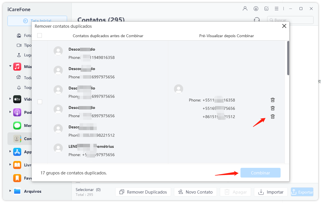 gerenciar dados do iPhone