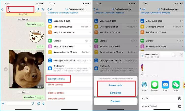 salvar conversas whatsapp do iphone no pc