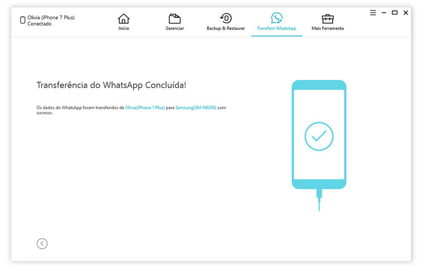 guia de transferir whatsapp iphone para iphone com icarefone etapa 3