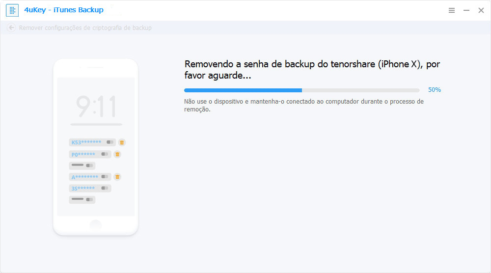 removendo senha de backup