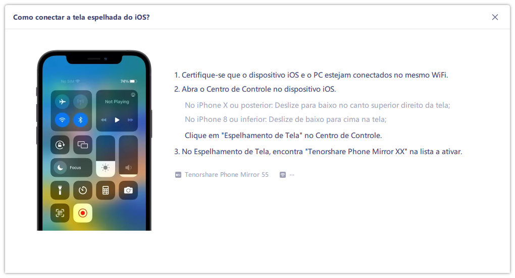 compartilhar a tela do iPhone no PC