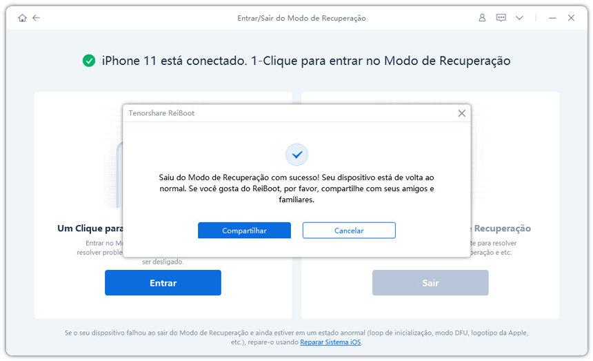 sair do Modo de Recuperação com sucesso