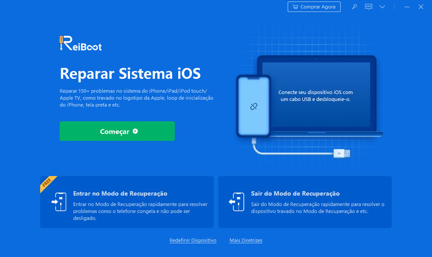 ReiBoot reaprar iphone travado na tela da maça