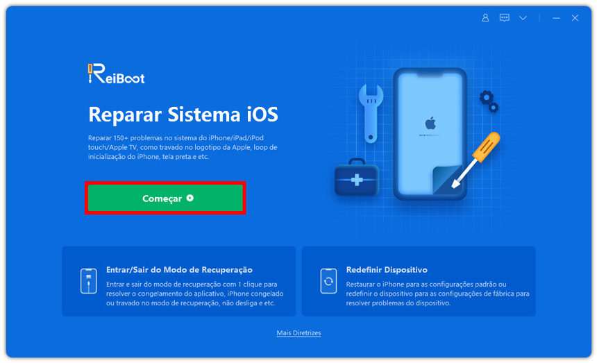 corrigir iphone travado na maça iOS 14 com reiboot 1
