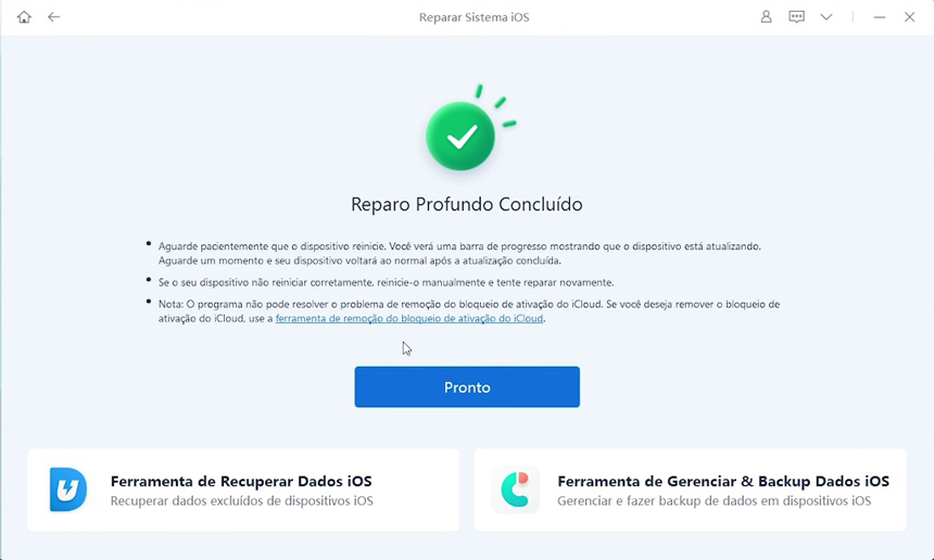 reparo com successo