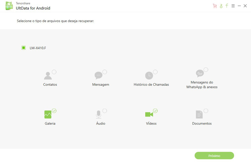 Recuperar Fotos/Vídeos Apagados do Celular LG com UltData for Android Etapa 4