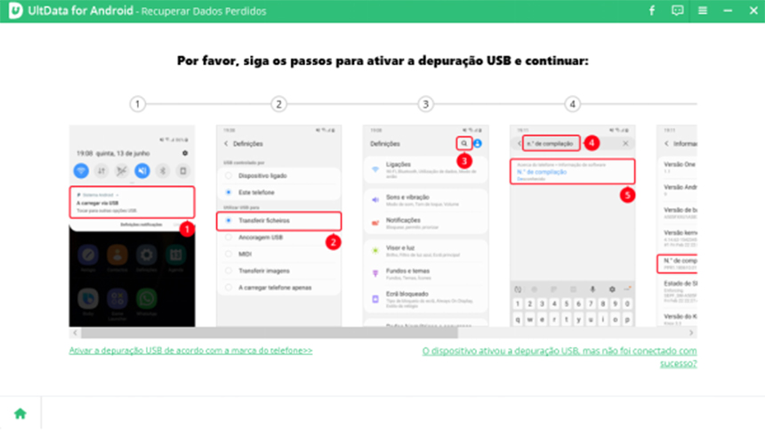 Ultdata for Android Instrução para ativar a depuração USB