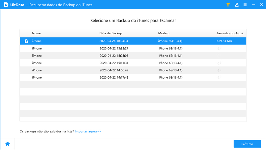 recuperar backup do itunes