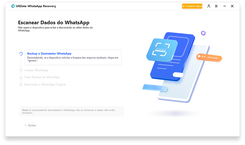 escanear dados do whatsapp no UltData WhatsApp Recovery