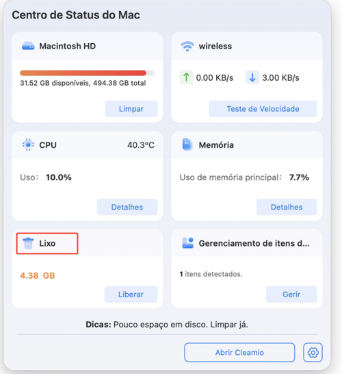 clean trash to release space