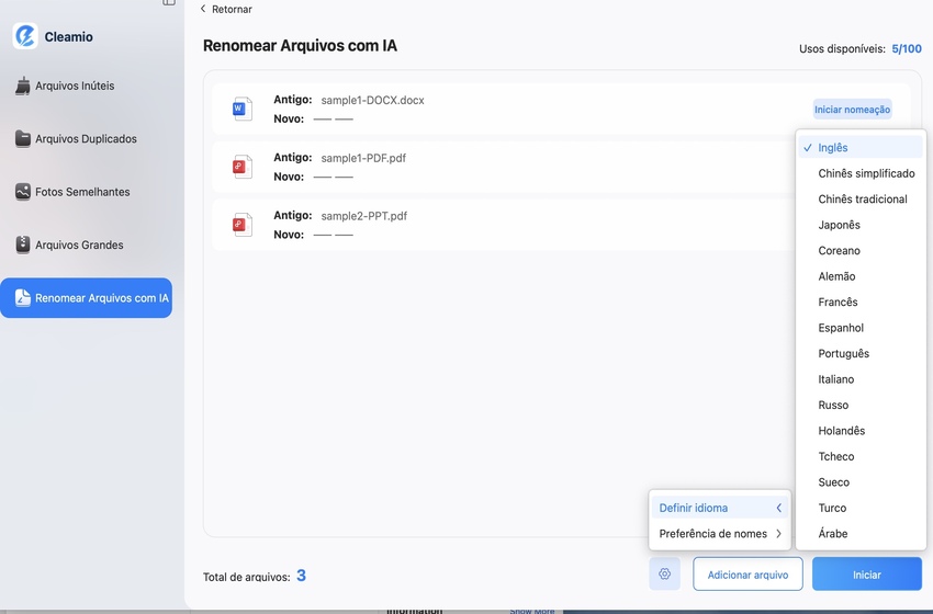 customize output language to renmae files