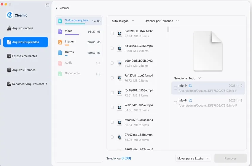 visualize para remover