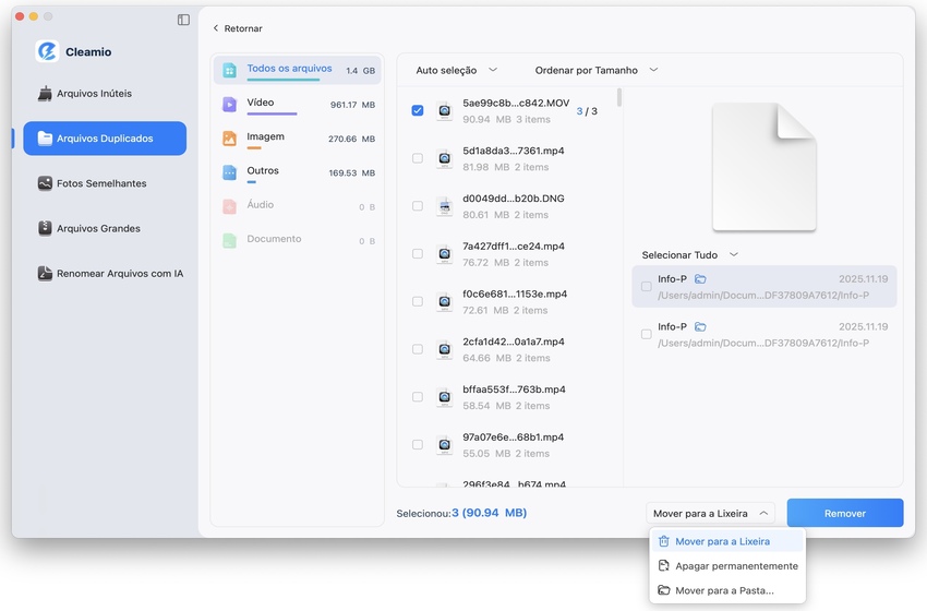 select duplicate files to remove