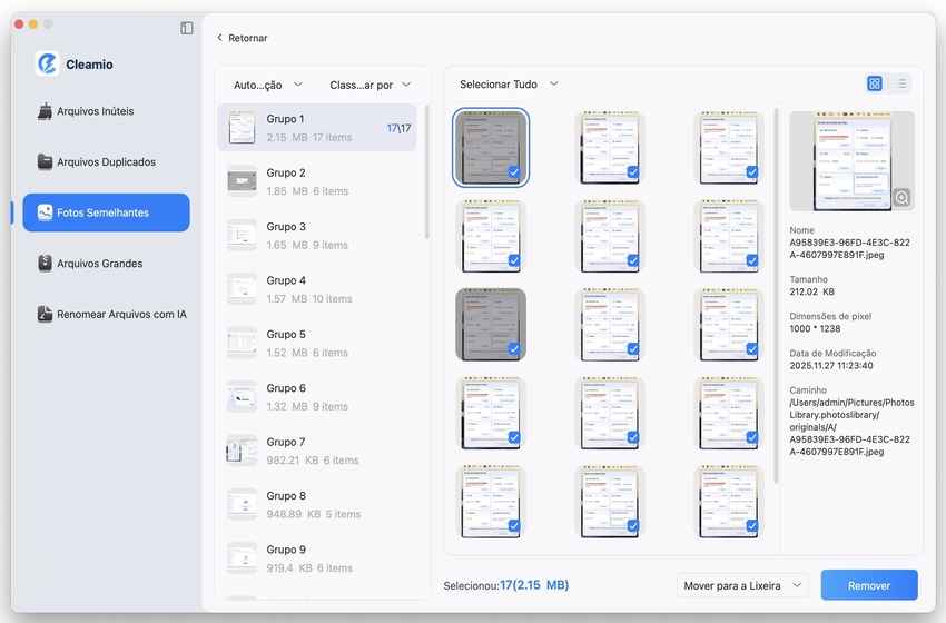 review and choose similar photos to remove