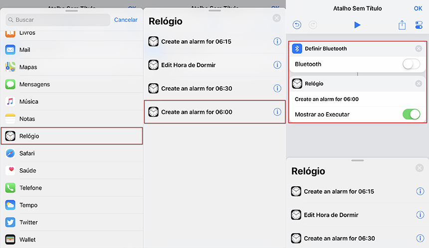 adicionar atalho de relógio