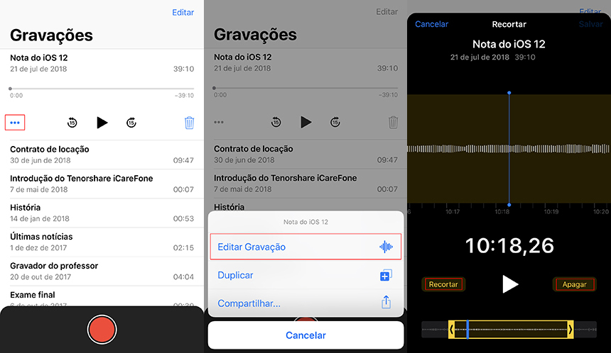 editar gravaçaõ