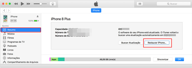 restaurar iphone com itunes