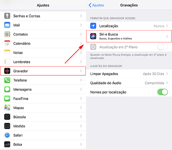 siri do gravador