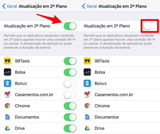 resolver iphone esquentando através de desativar os apps em 2º plano