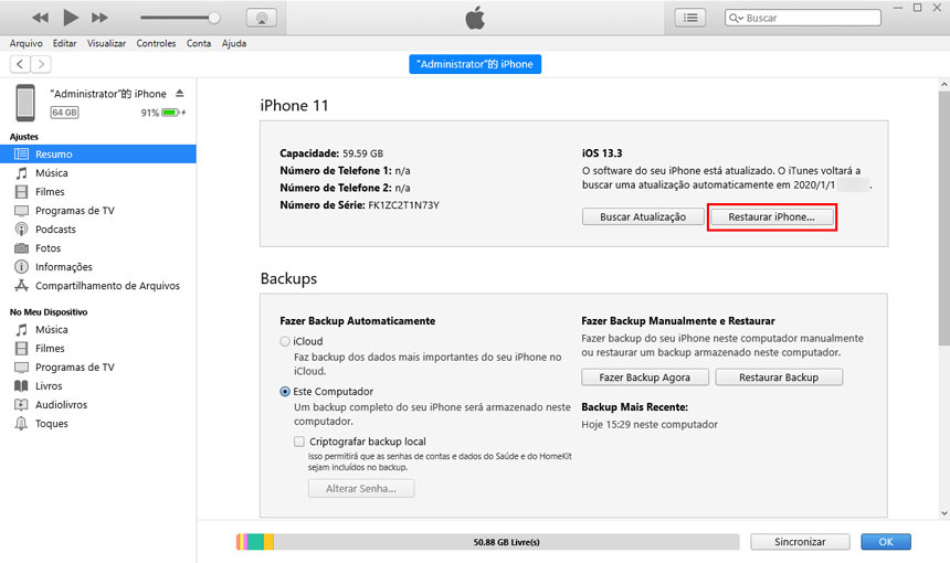 como desbloquear iphone 12 com itunes