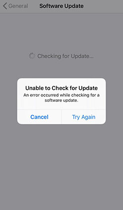 unable to check for update ios 13