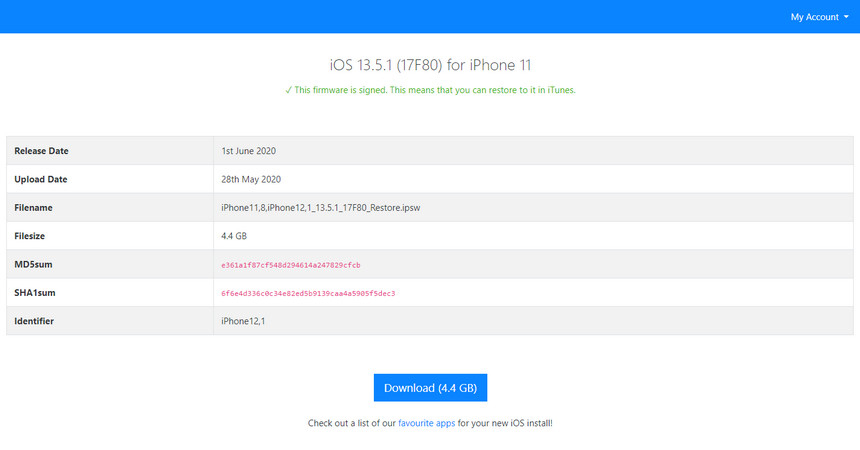 downgrade do ios 14 para ios 13.5.1