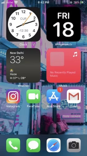 Widget e ícones