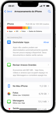 liberar espaço no iPhone para corrigir o congelamento do iPhone durante a atualização do iOS 26