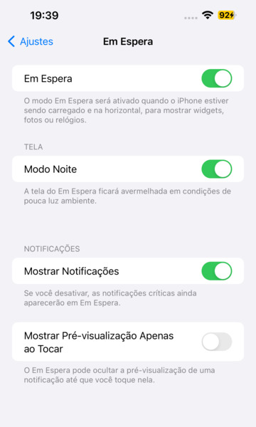 modo noite do standby no ios 17