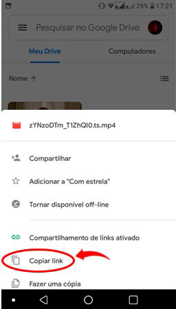 mandar video longo no google drive