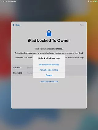 desbloquear ipad bloqueado para proprietário com senha