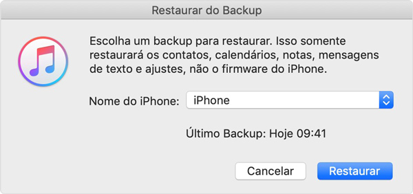 restaurar iphone do backup do iTunes
