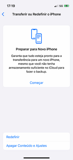 redefinir iPhone 13