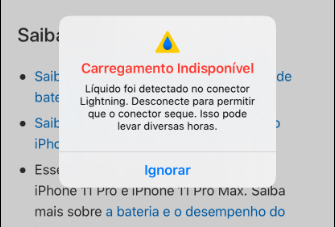 iPhone carregamento indisponível