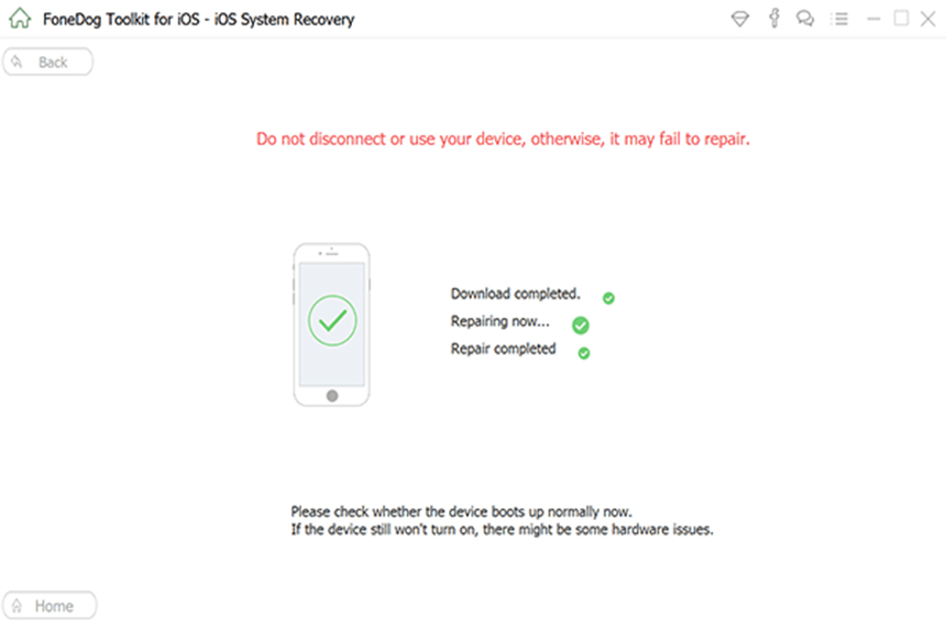 Fonedog iOS system recovery reparando o problema