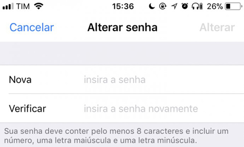 alterar senha do ID Apple