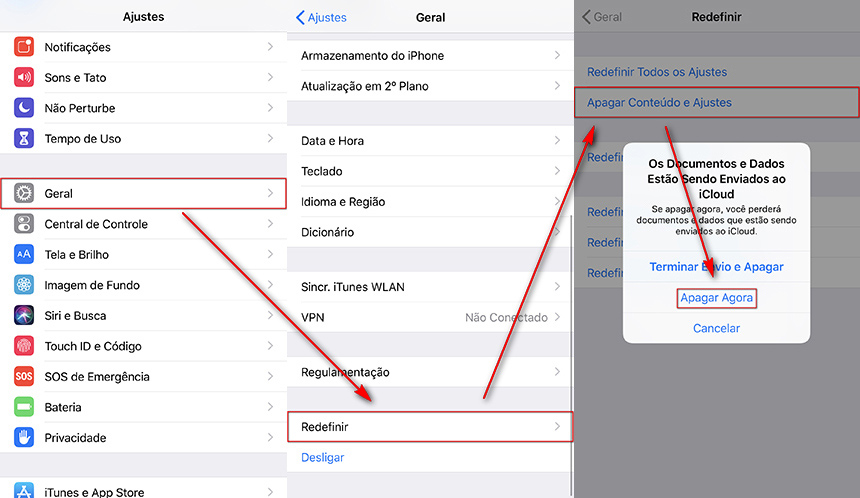 Apagar Conteúdo e Ajustes no iPhone