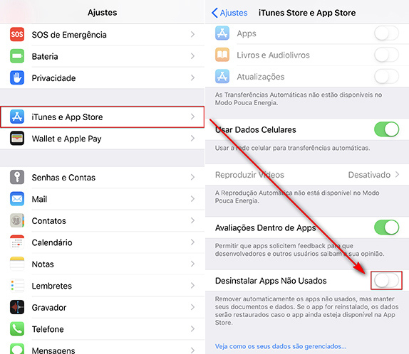 liberar espaço no iphone via desinstalar apps não usados