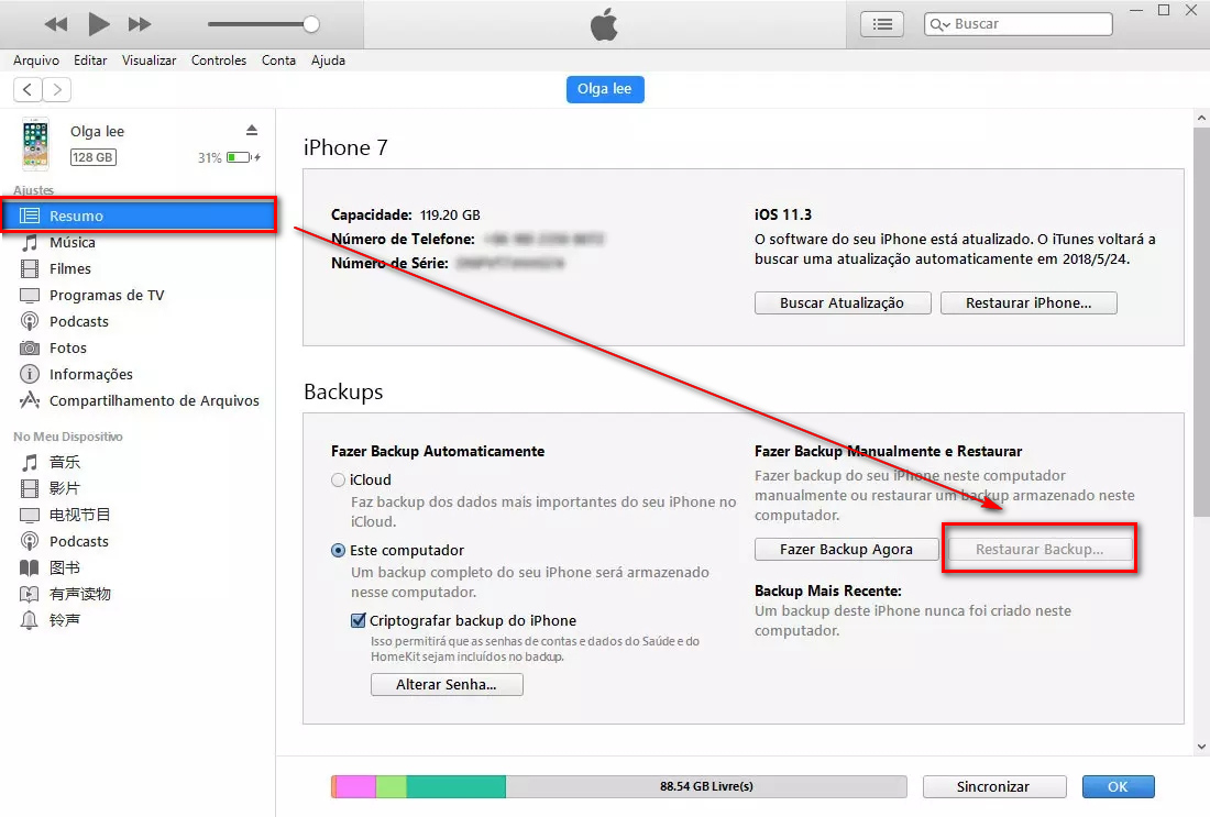 restaurar iphone pelo itunes
