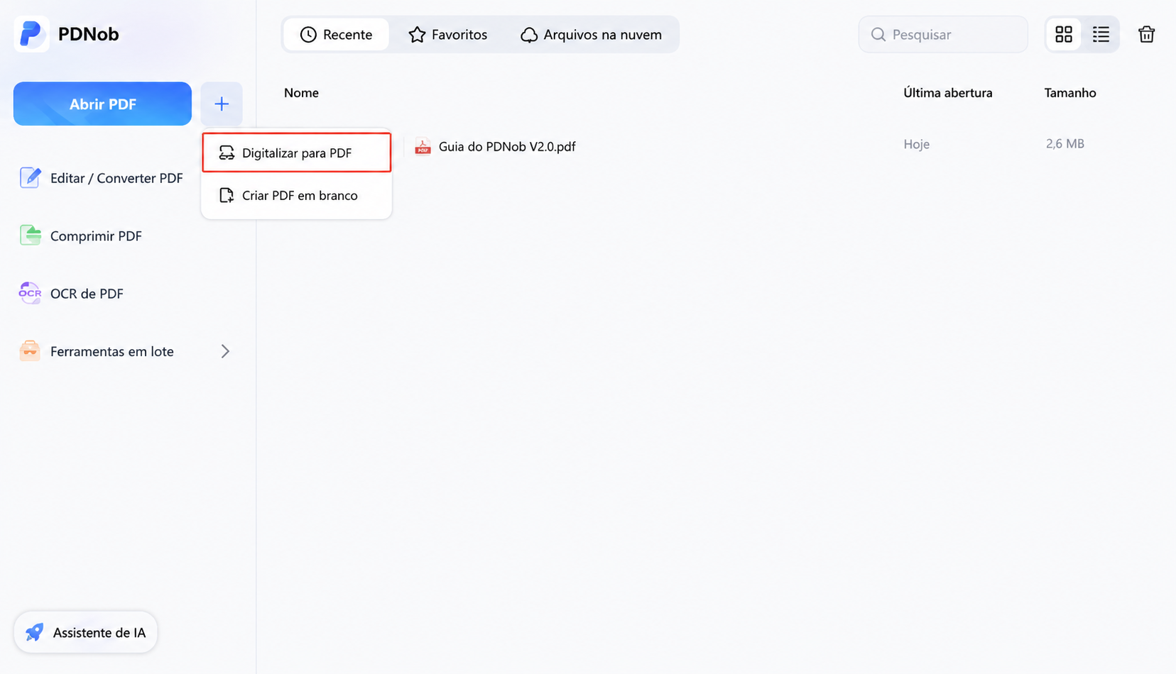 pdnob clicar no botão mais para importar imagens e converter para pdf
