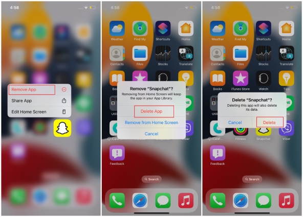 remover aplicativo travado para corrigir aplicativos do iphone travando no ios 16/17