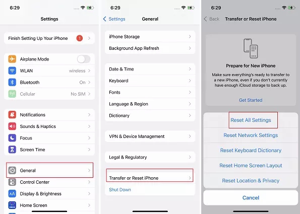 redefina configurações para corrigir aplicativos do iphone travando no ios 16/17