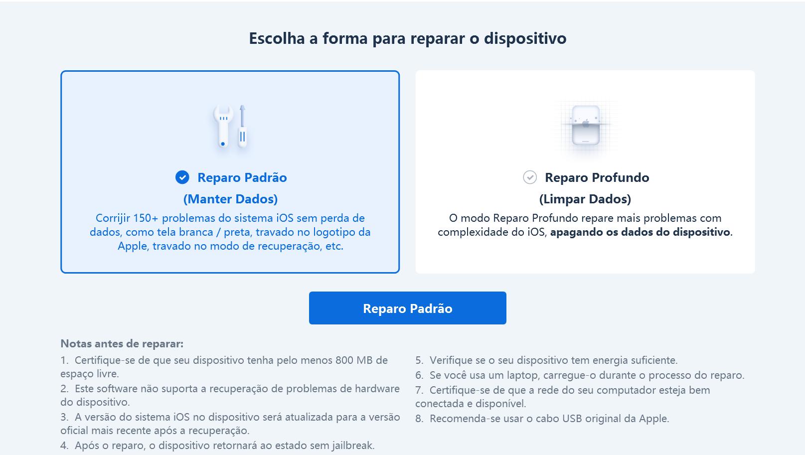 tenorshare reiboot selecione para obter o pacote de firmware