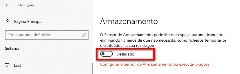ativar libertar espaço atumaticamente no windows